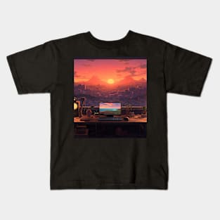 DJ Console DJ Set Computer Sunset Kids T-Shirt